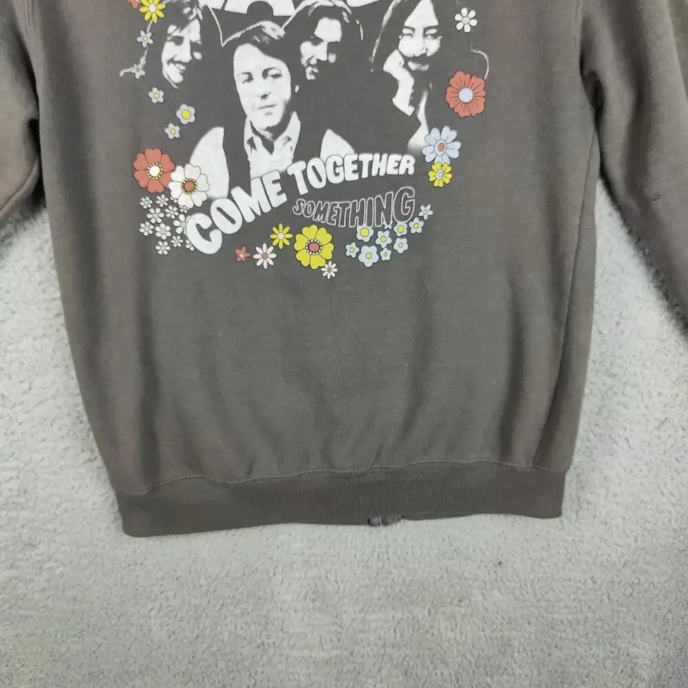 The Beatles Hoodie Grey Adult Small Full Zip Sweater Hooded Sweatshirt Band Tee